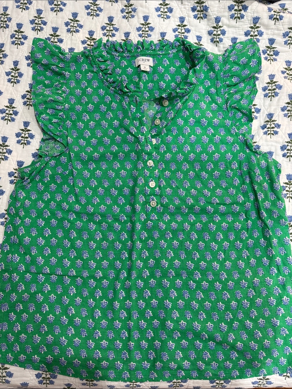 J.Crew Green Floral Sleeveless Top